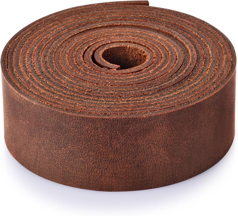 TeeLiy Leather Strap 1 Inches Wide Flat Leather Straps for Crafts, Full Grain Oil Tan Leather Strips for Crafts, Tooling, Belt, Garden Tools (2mm Thick 72 Inches Long Dark Brown) - Image 3